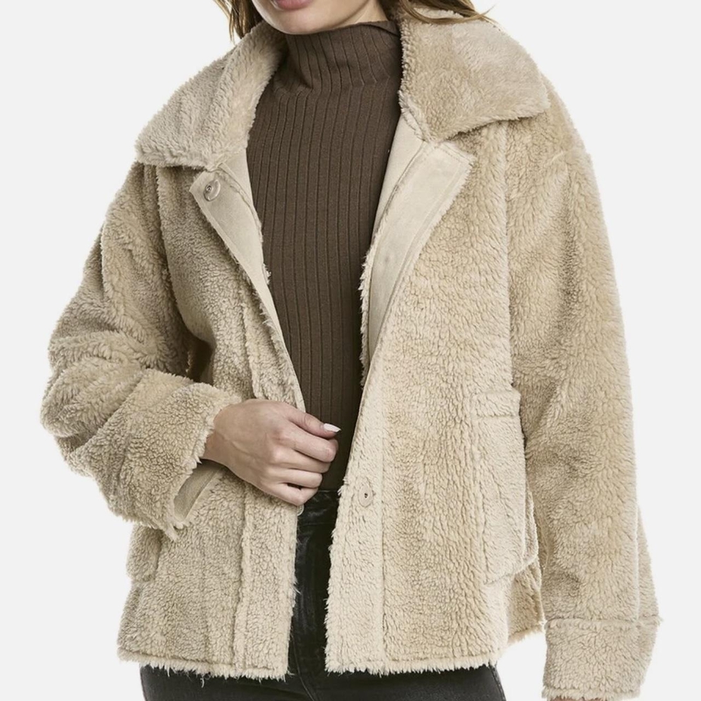 Reversible Cream Sherpa Teddy Jacket